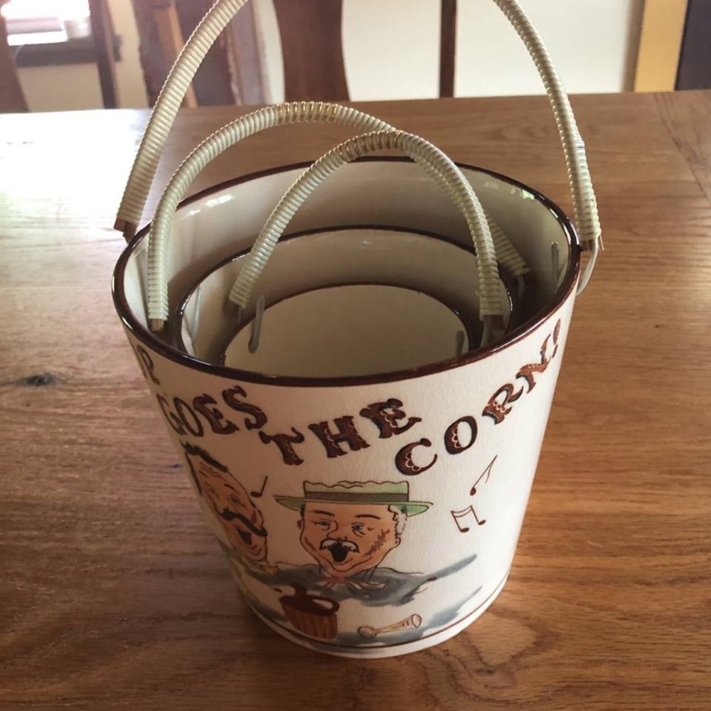 Tilso MidCentury 3 Piece Snack Set 'Pop Goes The Corn' Pottery